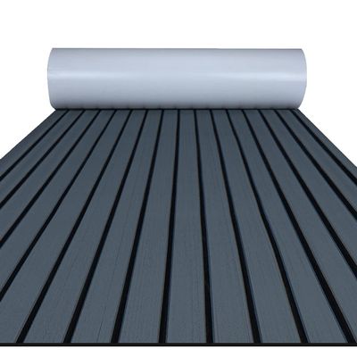 FOCEAN Boat Flooring EVA Foam Boat Decking Faux Teak Marine Flooring Marine Mat Sheet for Motorboat RV Yacht Kayak Surfboard, 94.5''x 23.6'', Dark Grey with Black Lines