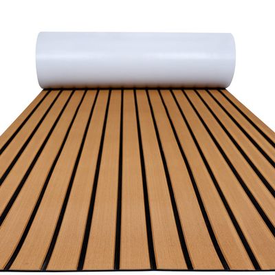 FOCEAN Boat Flooring EVA Foam Boat Decking Faux Teak Marine Flooring Marine Mat Sheet for Motorboat RV Yacht Kayak Surfboard, 94.5''x 23.6'', Brown with Black Lines