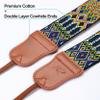 Padwa Lifestyle Colorful Camera Strap for Photographers - Double Layer Cowhide Ends,2" Pure Cotton Embroidered Woven Camera Straps,Universal Neck & Shoulder Strap Adjustable for All DSLR Cameras view 2