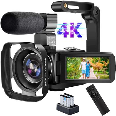 4K Digital Camera 48MP 18X HD Camcorder WiFi IR Night Vision Video Camera for YouTube 3.0inch HD Touch Screen Vlogging Camera with External Microphone, Stabilizer and Remote Control