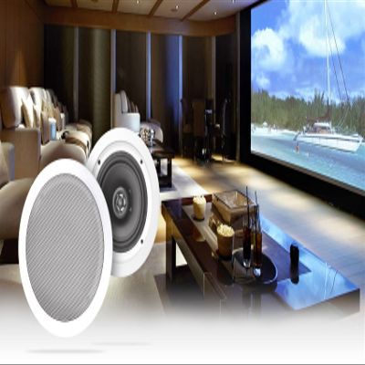 Rockville Pair HC85-16 White 8" 700 Watt in-Ceiling Home Theater Speakers, 16 Ohm, Polypropylene Cone, Aimable Tweeter, Paintable Grills