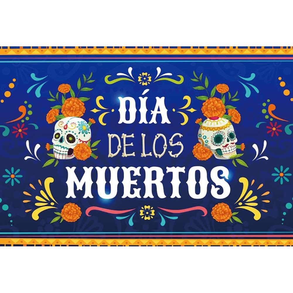 DORCEV 10x8ft Day of The Dead Themed Photography Backdrop Fiesta Decoration Mexican Fiesta Dia De Los Muertos Photography Background Skull Dress-Up Floral Vinyl Photo Booth Studio Props Supplies
