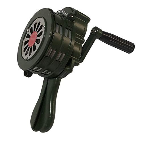 Aluminum Hand-Crank Operated Emergency Alarm, Siren Manual Outdoor Alarm Loud 110db (Green)
