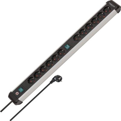 Brennenstuhl Premium-Alu-Line Power Strip 12-Way/Plug Strip Made Aluminium (Multiple Socket with 2 Switches and 3 m Cable, Made in Germany)