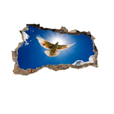 Animals Wall Stickers 3D Smashed White Dove Wall Tattoo Vinyl Removable Home Decoration Blue Sky Waterproof Decals Art for Baby Nursery Girl Boy Kids Room Wall Decor 46"W x 28"H