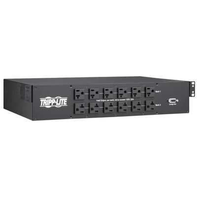 Tripp Lite 2.9kW PDU Single-Phase Monitored with ATS Auto-Transfer Switch, 20A, 120V, 24 NEMA 5-15/20 & 1 L5-30R Outlet, Dual L5-30P Input Plugs, 2U Rack Mount, TAA, 2-Year Warranty (PDUMNH30AT2)