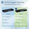 TRENDnet 16-Port Gigabit Switch, TEG-S17, 16 x Gigabit RJ-45 Ports, 32Gbps Switching Capacity, Fanless Design, Metal Enclosure, Internal Power Supply, Lifetime Protection, Black view 2