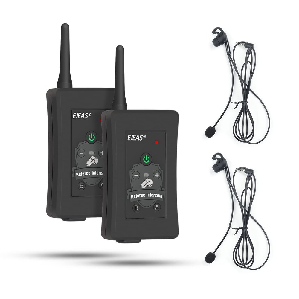 EJEAS FBIM Professional Football Referee Bluetooth Intercom, 850mAh Full-Duplex 1500M Wireless Bluetooth Interphone with Noise Reduction Function for Soccer and Handball Referees (2 Pack)