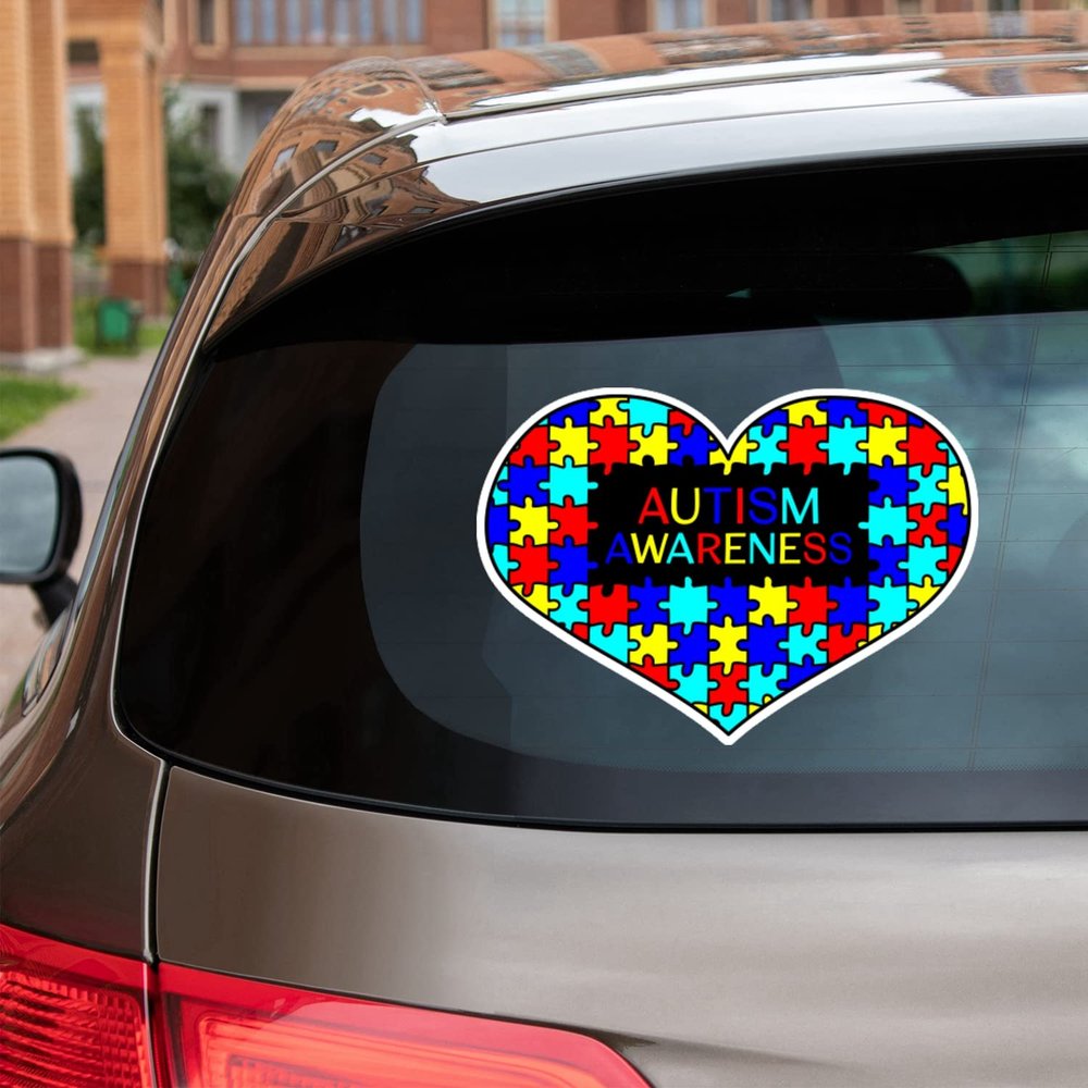 Autism Awareness Support Love Heart Vinyl Decal Sticker for Car Boat Laptop Reflective Glossy Choose Size (5'' x 3.6" (12.7cm x 9cm), Reflective)