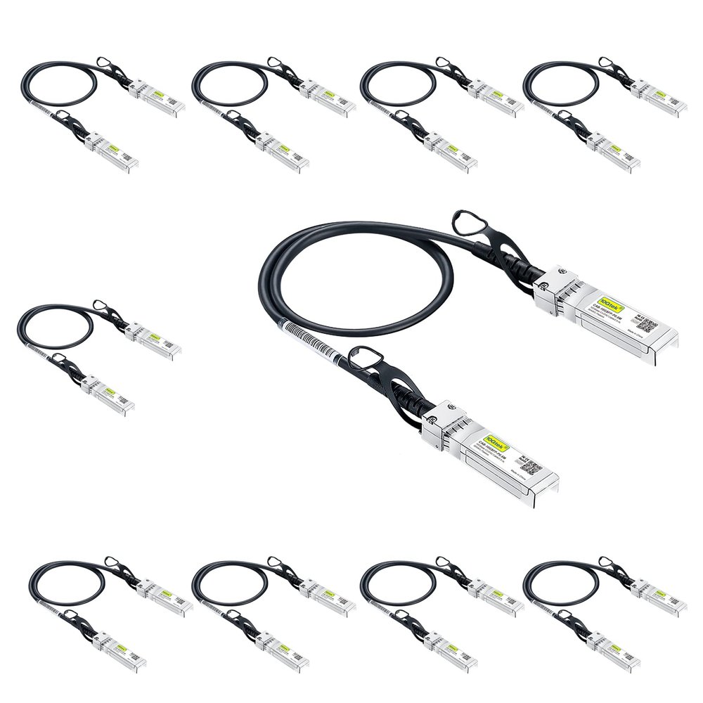 10Gtek 10G SFP+ DAC Cable - 10GBASE-CU Passive Direct Attach Copper Twinax SFP Cable for Cisco SFP-H10GB-CU0.25M, Meraki MA-CBL-TA-0.25M, Fortinet, Ubiquiti UniFi, 0.25-Meter(0.82ft), 10-Pack