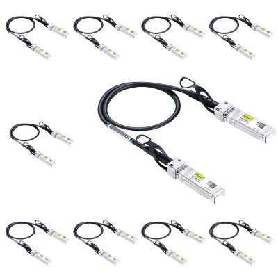 10Gtek 10G SFP+ DAC Cable - 10GBASE-CU Passive Direct Attach Copper Twinax SFP Cable for Cisco SFP-H10GB-CU0.3M, Meraki MA-CBL-TA-0.3M, Fortinet, Ubiquiti UniFi, D-Link, 0.3-Meter(1ft), 10-Pack