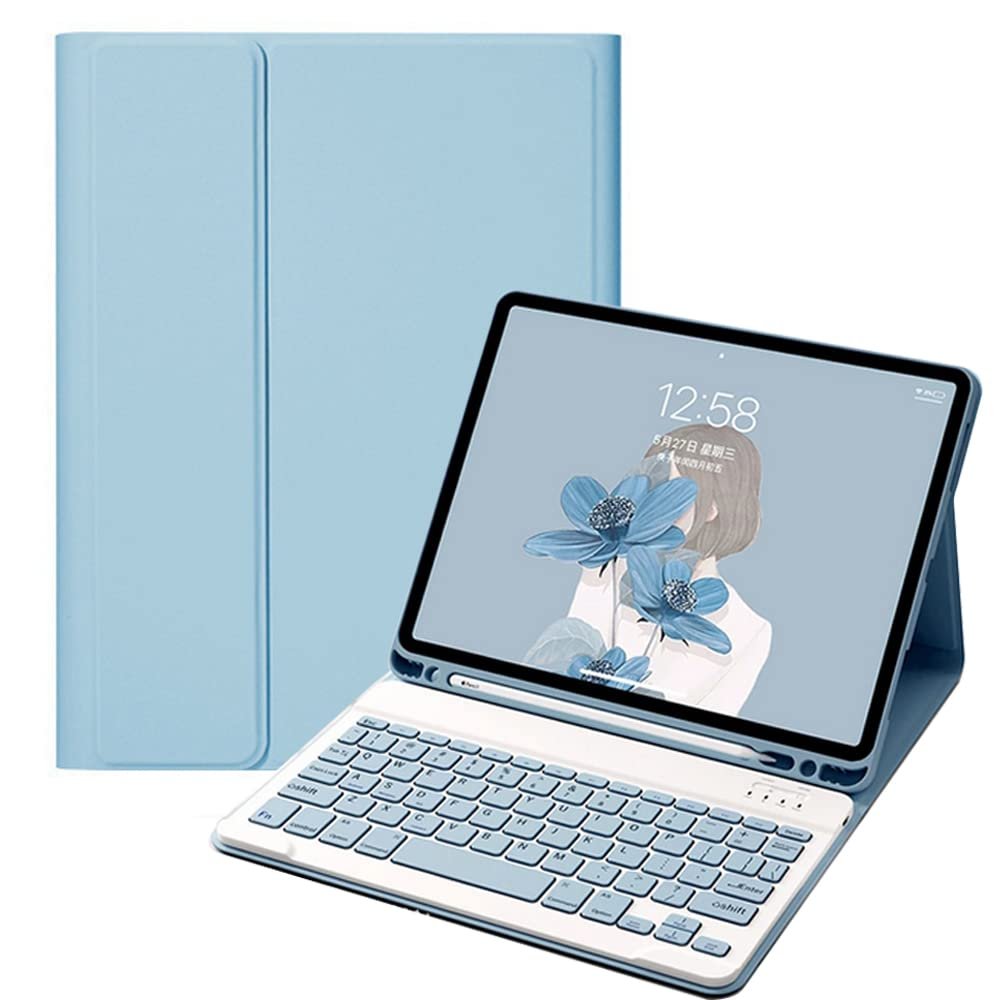 QYiiD Keyboard Case for 2021 New iPad mini 6 8.3 inch, Lightweight Smart Cover with Magnetically Detachable Keyboard for iPad mini 6th Gen 2021, Magnetic Smart Case with Pencil Holder, Blue
