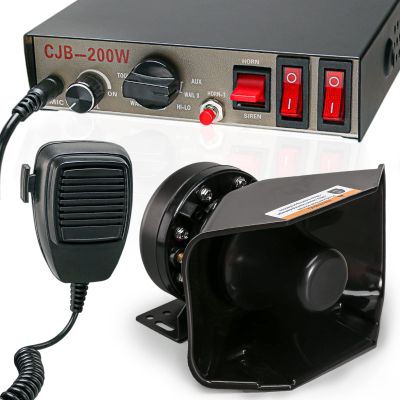 BooYu 12V 200W 9 Tones Police Warning Emergency Siren PA System [180 Design Speaker][125-135dB][Handheld Microphone][Hands-Free][2 x 10A Switches] for Firefighter Ambulance Vehicles Truck SUV ATV UTV
