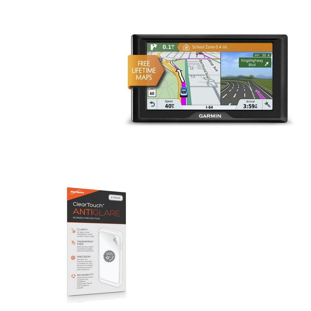 BoxWave Screen Protector Compatible with Garmin Drive 61 EX - ClearTouch Anti-Glare (2-Pack), Anti-Fingerprint Matte Film Skin