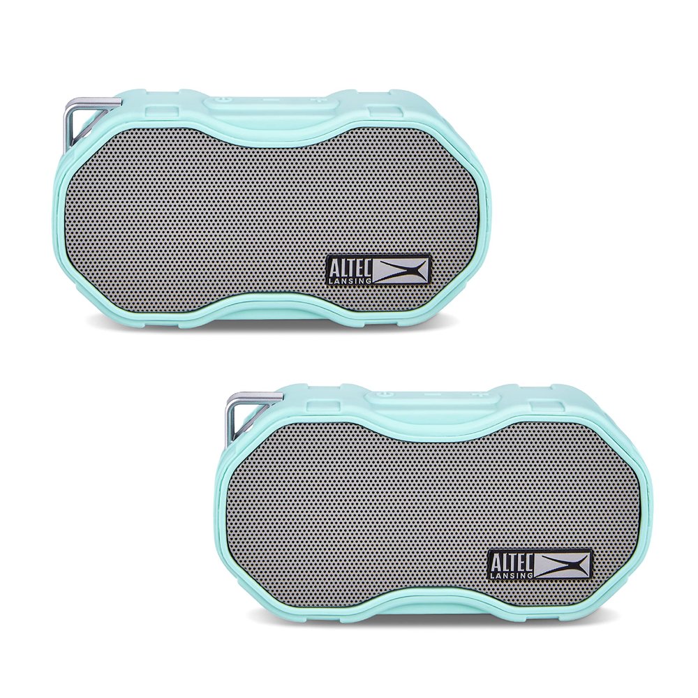 Altec Lansing Baby Boom XL - Waterproof Bluetooth Speaker, Wireless & Portable Speaker for Travel & Outdoor Use, Deep Bass & Loud Sound, 2 Pack, Mint