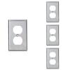 Leviton 84003 1-Gang Duplex Device Receptacle Wallplate, Standard Size, Device Mount, Stainless Steel (Pack of 4) view 1