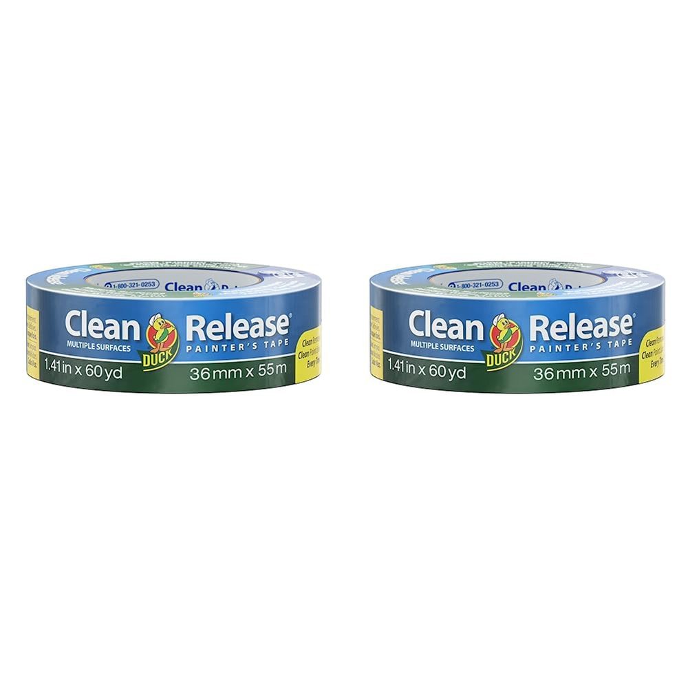 Duck Brand 240194 Clean Release Painter's Tape, 1.41 in. x 60 yd., Blue (Pack of 2)