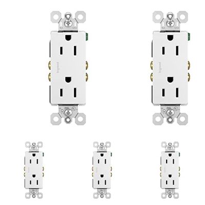 Legrand radiant 15 Amp Decorator Receptacle Tamper Resistant Outlet, White, 885TRWCC12 (Pack of 5)