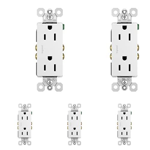 Legrand radiant 15 Amp Decorator Receptacle Tamper Resistant Outlet, White, 885TRWCC12 (Pack of 5)