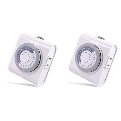 Philips 24-Hour Indoor Plug-in Mechanical Timer,2 Polarized Outlets,30-Minute Intervals,Push Pins, Daily Cycle,Override, Ideal for Lamps,Seasonal Lighting, Small Appliances,LED,SPC1237AT/27(Pack of 2)