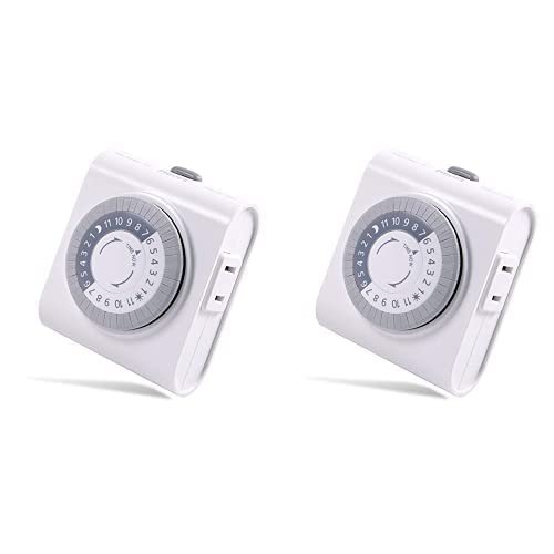 Philips 24-Hour Indoor Plug-in Mechanical Timer,2 Polarized Outlets,30-Minute Intervals,Push Pins, Daily Cycle,Override, Ideal for Lamps,Seasonal Lighting, Small Appliances,LED,SPC1237AT/27(Pack of 2)