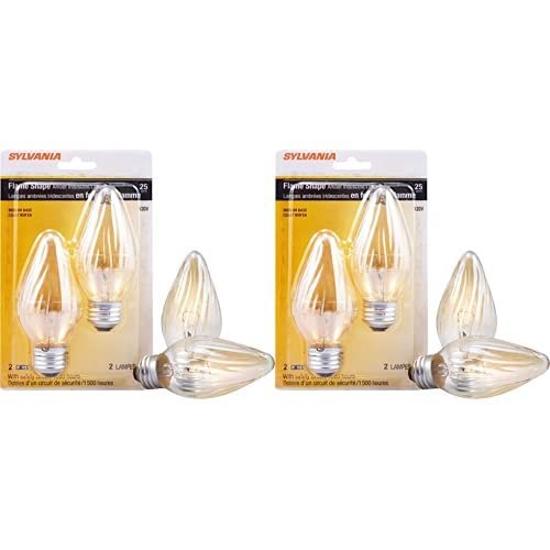 SYLVANIA F15 Dcor Incandescent Light Bulb, 25W, Amber Iridescent Finish, Medium Base, 120V, 2 piece per pack (Pack of 2)