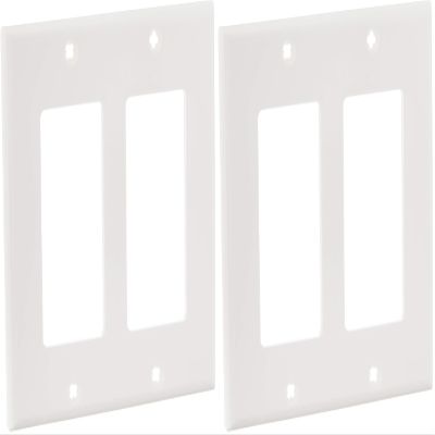 Leviton 80409-NW 2-Gang Decora/GFCI Device Decora Wallplate, Standard Size, White (Pack of 2)