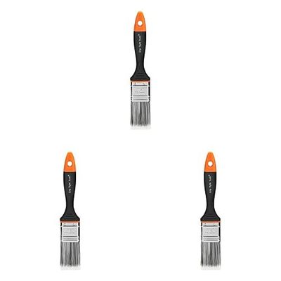 Grip Tight Tools Professional Orange Plus Paint Brush with Soft Grip, 1.5-Inch (Black/White) (Pack of 3)