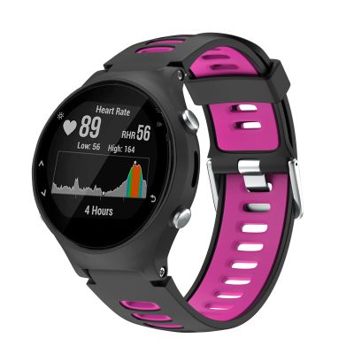 Compatible with Garmin Forerunner 735XT/ 630/620/ 235/230/ 220, Silicone Watch Bands (Black+Purple Red)