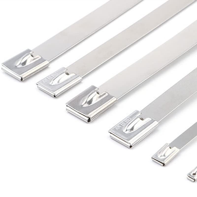 100 Pcs(11 inches) Metal Cable Zip Ties 304 Stainless Steel Tie Multi-purpose Heavy Duty Self-locking Cable Ties,Suitable for Exhaust Wrapping, Fence, Outdoor and Canopy Etc (300mm x 12mm x 0.25mm)