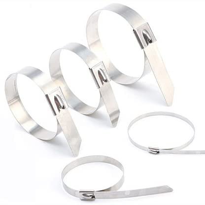 100 Pcs(11 inches) Metal Cable Zip Ties 304 Stainless Steel Tie Multi-purpose Heavy Duty Self-locking Cable Ties,Suitable for Exhaust Wrapping, Fence, Outdoor and Canopy Etc (300mm x 19mm x 0.5mm)