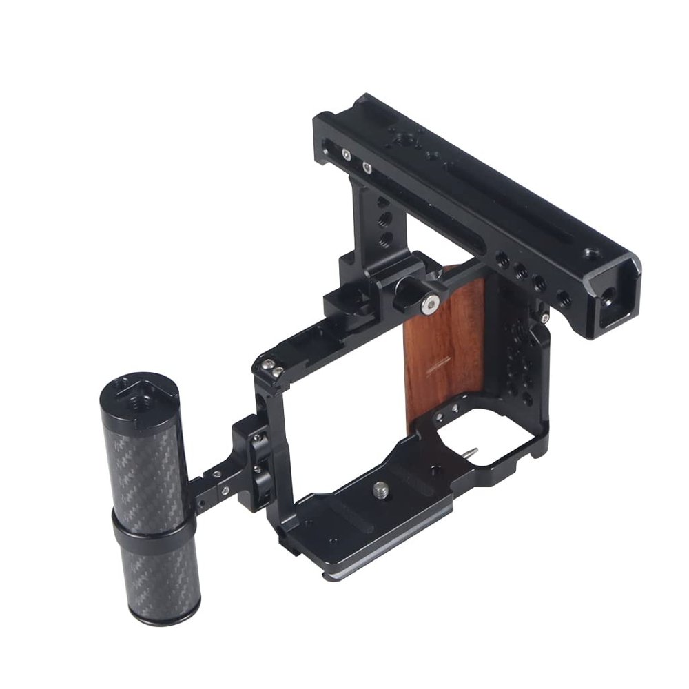 FEICHAO Camera Cage Wooden Handle with Quick Release Kit Compatible with Sony ZV-E10 Camera (Kit C)