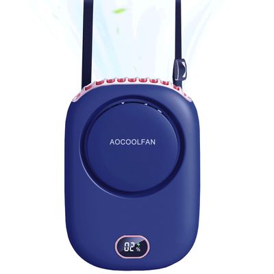 AOCOOLFAN Portable Neck Fan, Mini Small Personal Handheld Fan USB Rechargeable 3 Speed for Girls Boys Woman Eyelash Travel Home Office Outdoor (navy blue)