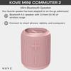 KOVE Mini Commuter 2 Portable Speaker - Pink Bluetooth Speakers, Wireless with HD Louder Volume, Deep Bass Subwoofer, Microphone, IPX7 Water Resistant - Perfect Boom Box for Home, Outdoor or Travel view 2