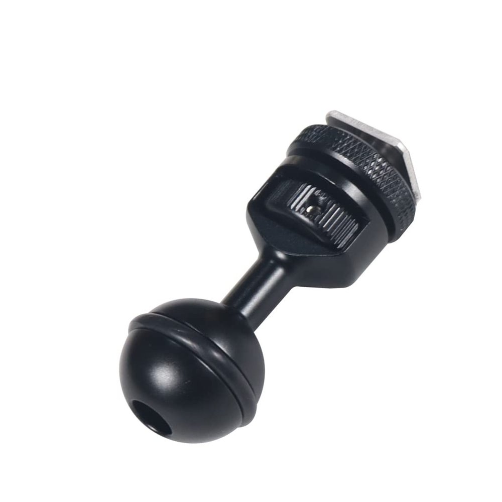 FEICHAO 1 Inch Ball Mount Head Adjustable Adapter with Cold Shoe Base for Underwater Camera Case Video Flash (Kit A)
