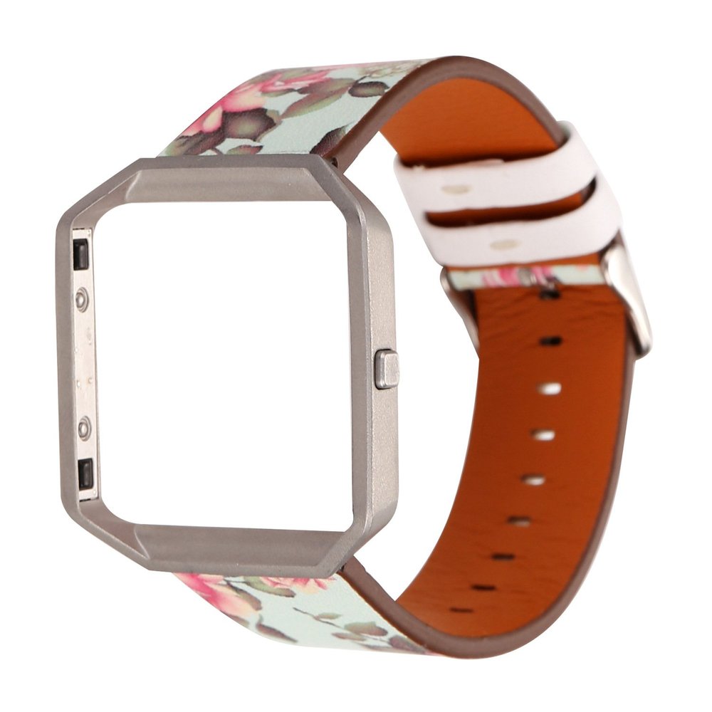Sport Band Compatible with Fitbit Blaze,KangPlus Replacement Leather Band with Metal Frame Sport Wristband Bracelet Adjustable Compatible with Fitbit Blaze Smart Watch for Women Girl