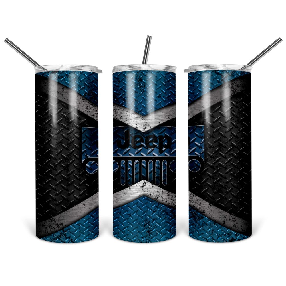 Blue Black Off Road Grunge Effect Double Walled Stainless Steel Tumbler