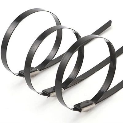 50 Pcs 304 Stainless Steel Cable Tie, Plastic Sprayed Marine Cable Tie,Ball Self- Locking Metal Cable Tie (300X19X0.5)
