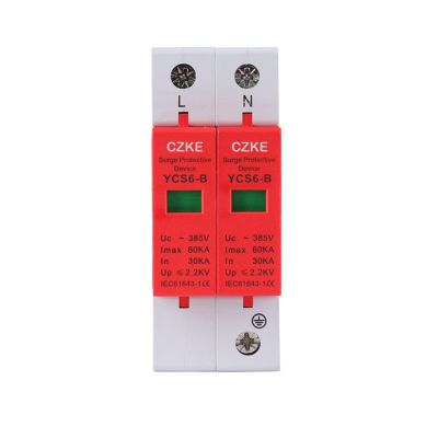 YCS6 Series AC SPD 2P 385V House Surge Protector Protection Protective Low-Voltage Arrester Device (Color : 60-100kA red, Size : 2P)