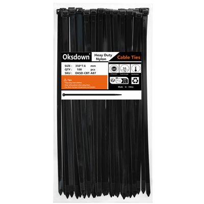 Oksdown 100 Pack 14 inch Black Heavy Duty Zip Ties Thick Cable Ties with 120 lbs Tensile Strength Large Plastic Wire Ties