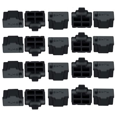 Sopepoyie 20 pcs RJ45 Anti Dust Cover Cap Protector Protects Ethernet Hub Port Cap Protector Switch Port Plugs Black Dust Cover