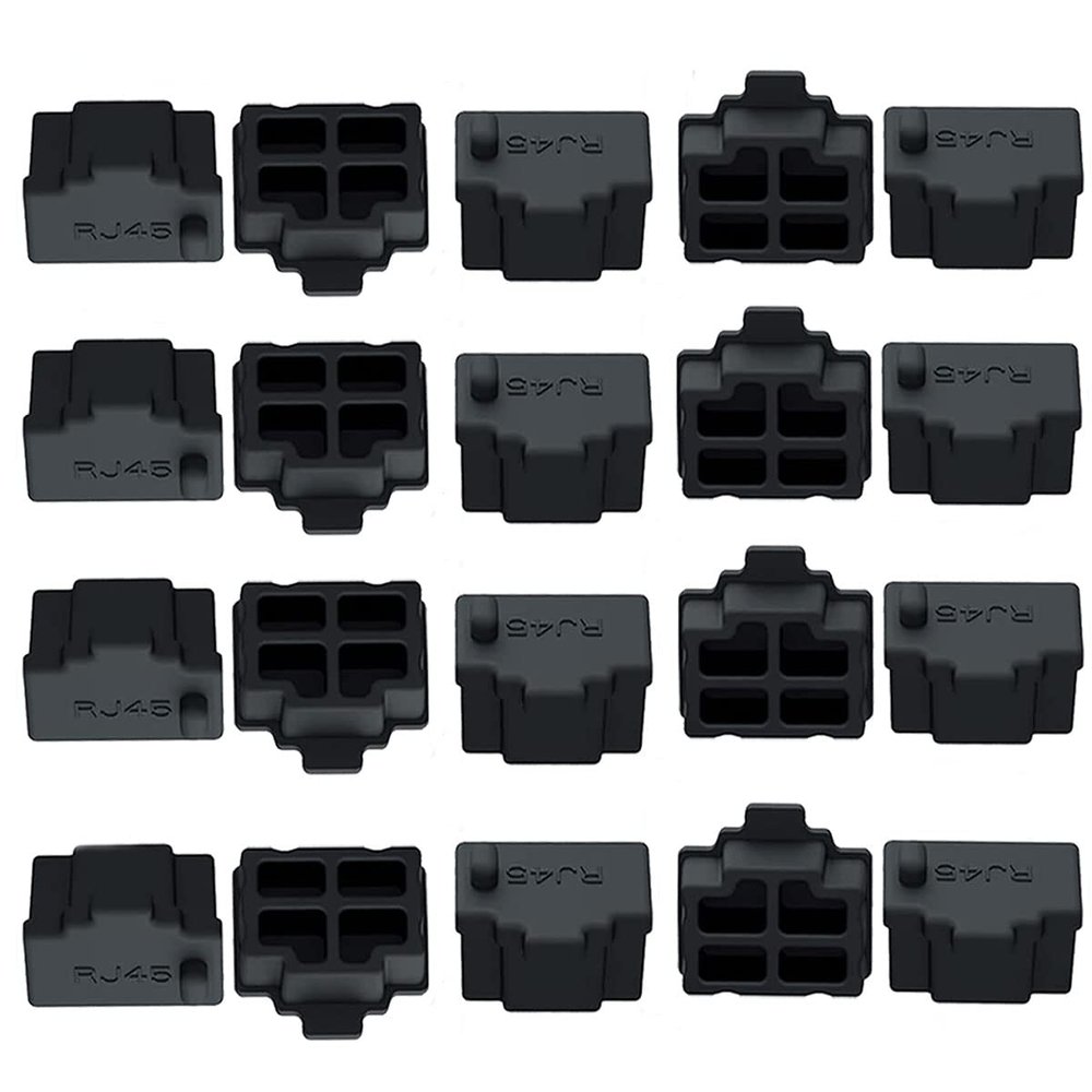 Sopepoyie 20 pcs RJ45 Anti Dust Cover Cap Protector Protects Ethernet Hub Port Cap Protector Switch Port Plugs Black Dust Cover