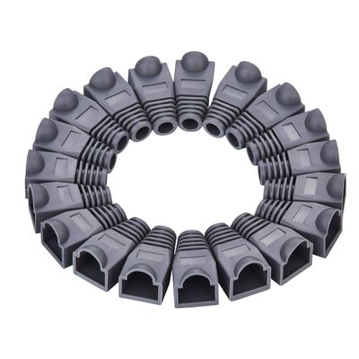 100 Pack RJ45 Cat5e Cat6 Ethernet Network Cable Boot Cover, Strain Relief Connector Protection, PVC Soft Plastic (Grey)