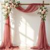 FUHSY Wedding Arch Drapes Dusty Rose 20FT 2 Panels Wedding Arch Draping Fabric Chiffon Fabric Drapery Arches Decorations for Wedding Ceremony Sheer Backdrop Curtains for Archway for Reception view 2