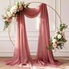 FUHSY Wedding Arch Drapes Dusty Rose 20FT 2 Panels Wedding Arch Draping Fabric Chiffon Fabric Drapery Arches Decorations for Wedding Ceremony Sheer Backdrop Curtains for Archway for Reception view 3