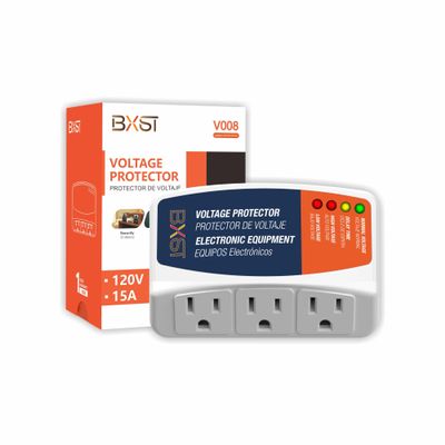 BXST Surge Protector 3 Outlet Power Voltage Protector for Home Protects Against High and Low Voltage Brownout Surge Protector for Refrigerator/TV/PC 15A, 120V, 1800W (1 Pack)