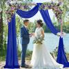 Wedding Arch Draping Fabric Blue 20FT 2 Panels Chiffon Fabric Drapery Royal Blue Sheer Backdrop Curtains Wedding Arches for Ceremony Sheer Fabric for Ceiling Drapes Bridal Archway Wedding Arch Drape view 1