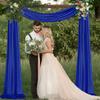 Wedding Arch Draping Fabric Blue 20FT 2 Panels Chiffon Fabric Drapery Royal Blue Sheer Backdrop Curtains Wedding Arches for Ceremony Sheer Fabric for Ceiling Drapes Bridal Archway Wedding Arch Drape view 2