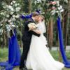 Wedding Arch Draping Fabric Blue 20FT 2 Panels Chiffon Fabric Drapery Royal Blue Sheer Backdrop Curtains Wedding Arches for Ceremony Sheer Fabric for Ceiling Drapes Bridal Archway Wedding Arch Drape view 3