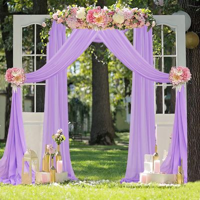 FUHSY Wedding Arch Drapes Fabric Lavender Wedding Arch Draping Fabric 20FT 2 Panels Chiffon Backdrop Curtains Wedding Archway Arches Decorations for Ceremony Sheer Ceiling Drapes for Swag Arbor Decor